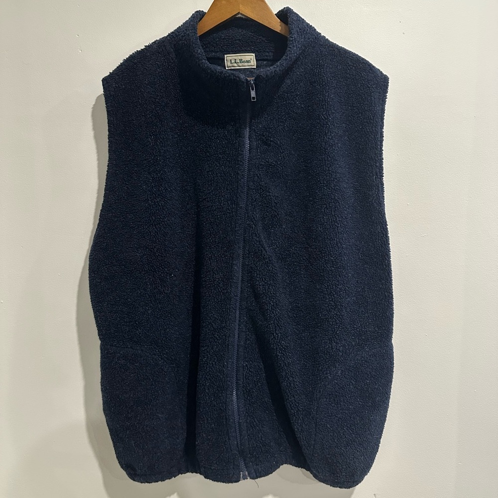 L.L. BEAN Blue Fleece Zip Up Hiking Outdoor Vest Size XL